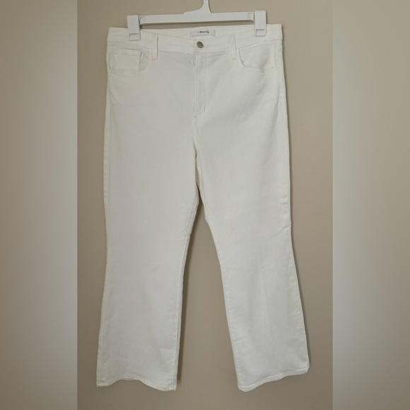 J Brand Franky White High Waisted Straight Leg Cropped Bootcut Jeans - Picture 5 of 8